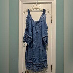 Swimsuits For All Crochet Cold Shoulder Cover Up Dress Size 14/16